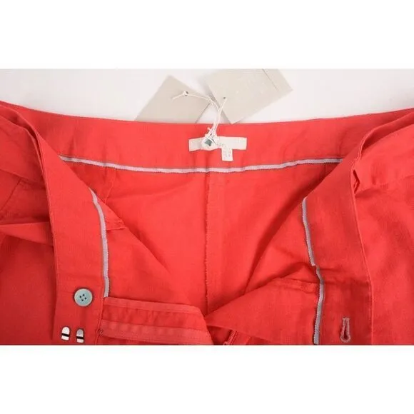 Boden Womens Cora Linen Blend Shorts UK 18 US 14 Pink Tie Belt NWT