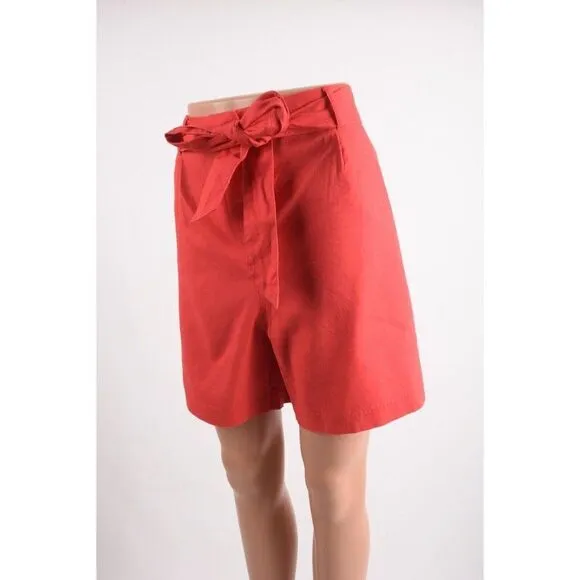 Boden Womens Cora Linen Blend Shorts UK 18 US 14 Pink Tie Belt NWT