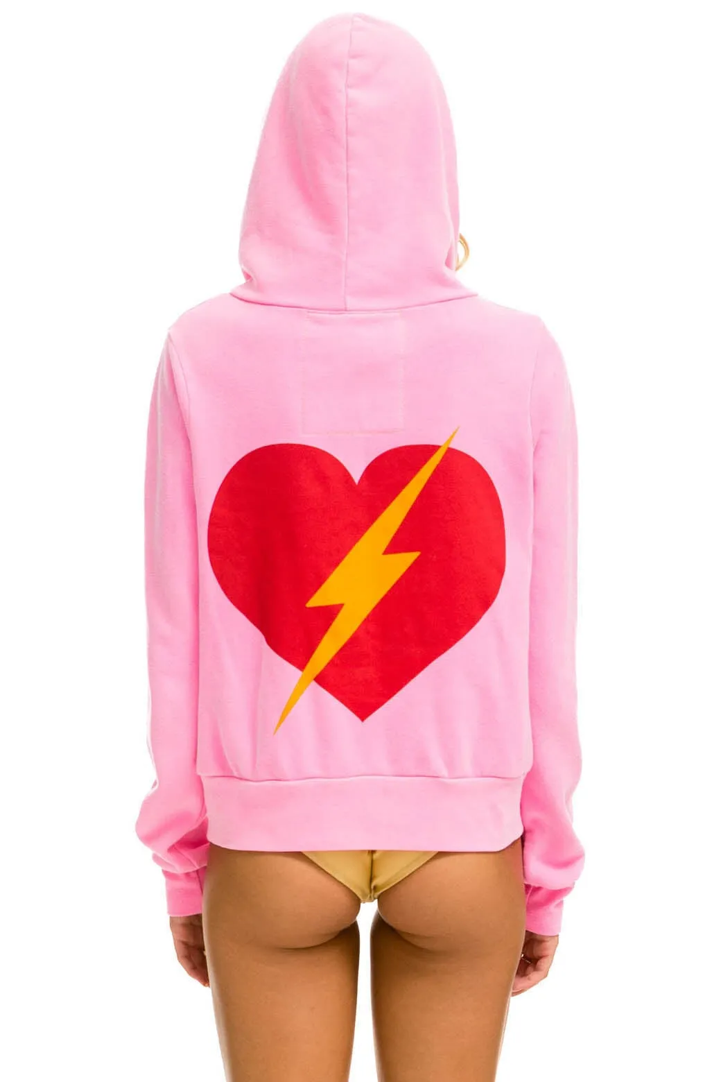 BOLT HEART ZIP HOODIE - NEON PINK