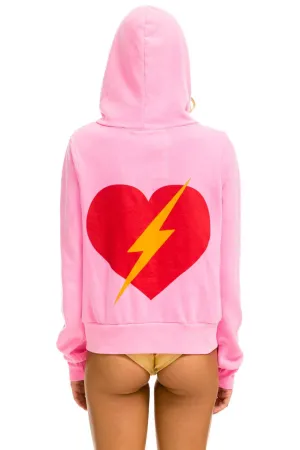 BOLT HEART ZIP HOODIE - NEON PINK