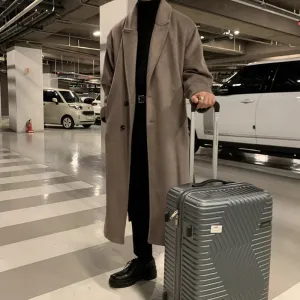 Bonsir Winter Men Thick Woolen Dust Coats Korean Style Streetwear Male Loose Solid Color Warm Trenchcoat High Quality Men's Windbreak