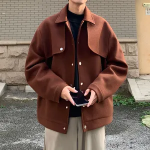 Bonsir Winter Men's Lapel Collar Cashmere Woolen Blends 3 Color Coats Keep Warm Snow Jackets Clothes High-quality Parkas M-3XL
