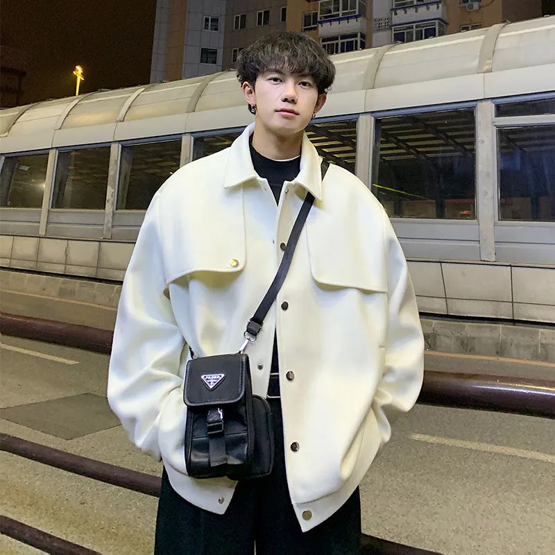 Bonsir Winter Men's Lapel Collar Cashmere Woolen Blends 3 Color Coats Keep Warm Snow Jackets Clothes High-quality Parkas M-3XL