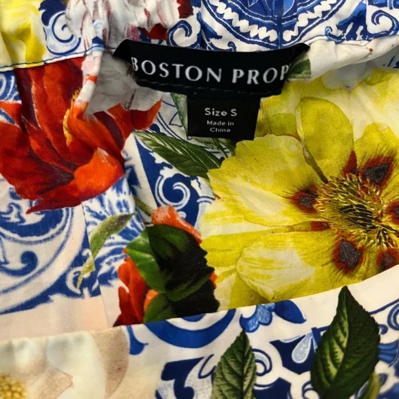 BOSTON PROPER bohemian tiered patchwork maxi skirt