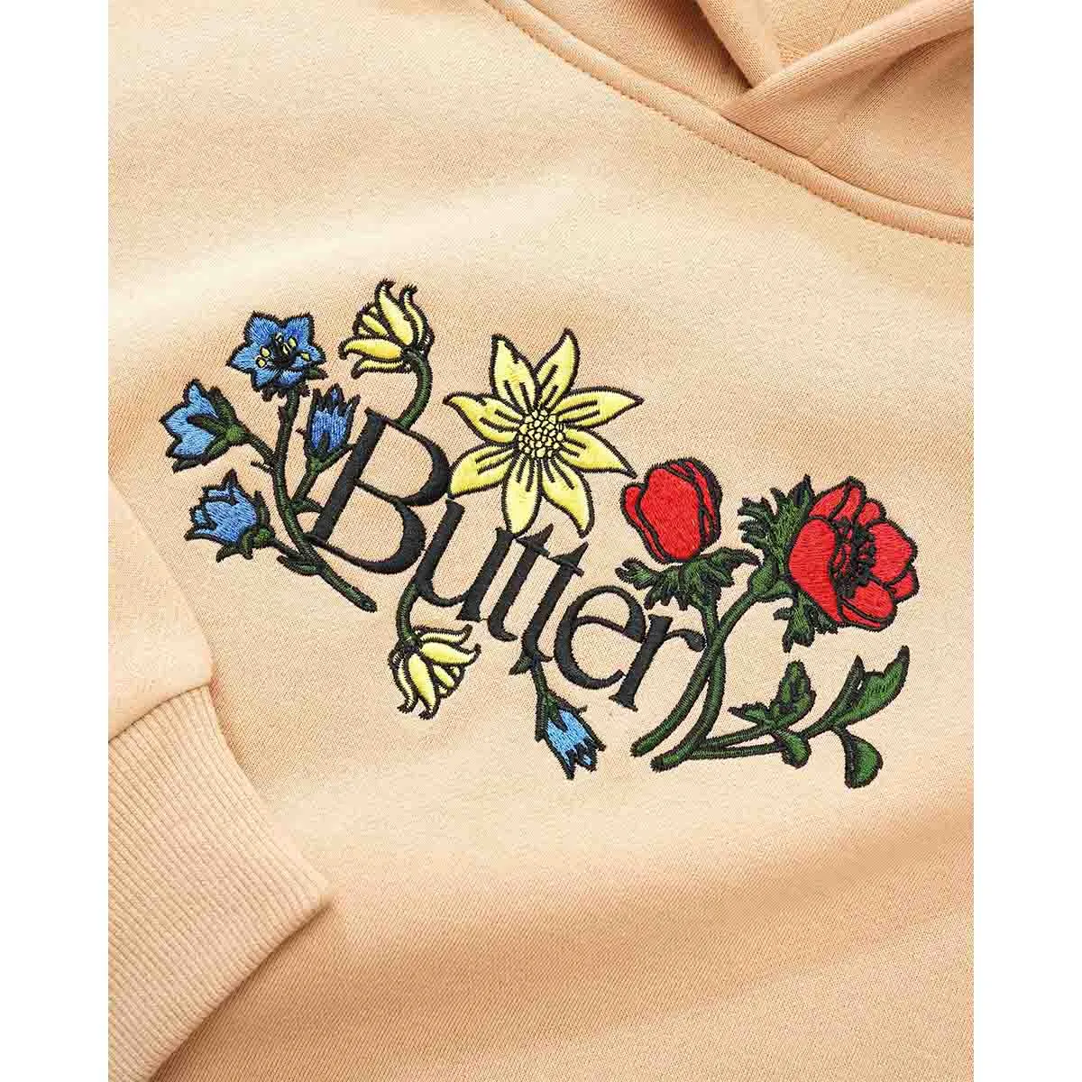 Butter Goods - Floral Embroidered Hoodie Tan