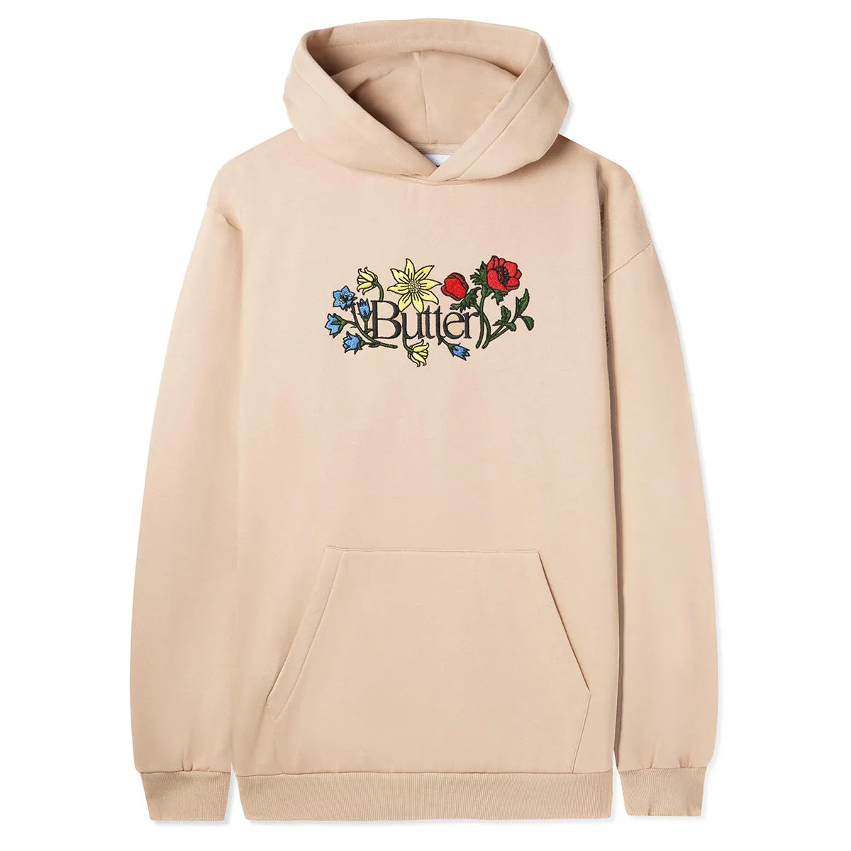 Butter Goods - Floral Embroidered Hoodie Tan