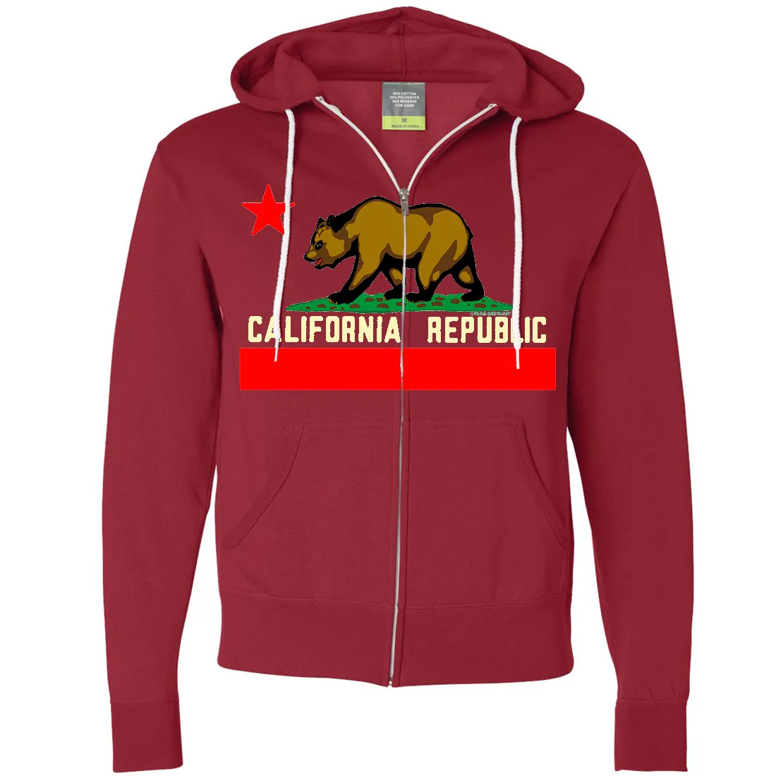 California State Flag Borderless Zip-Up Hoodie