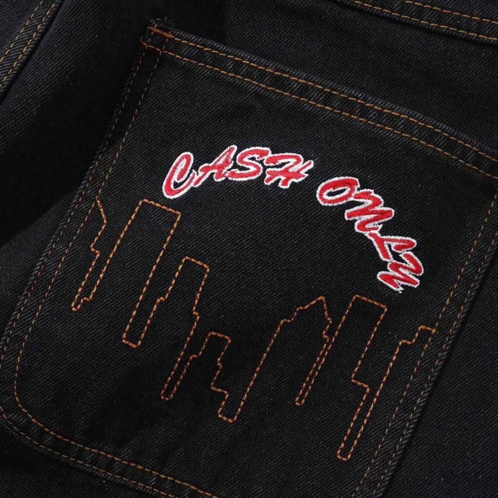CASH ONLY LOGO DENIM SHORTS - WASHED BLACK
