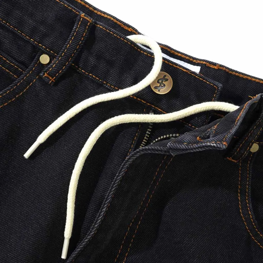CASH ONLY LOGO DENIM SHORTS - WASHED BLACK