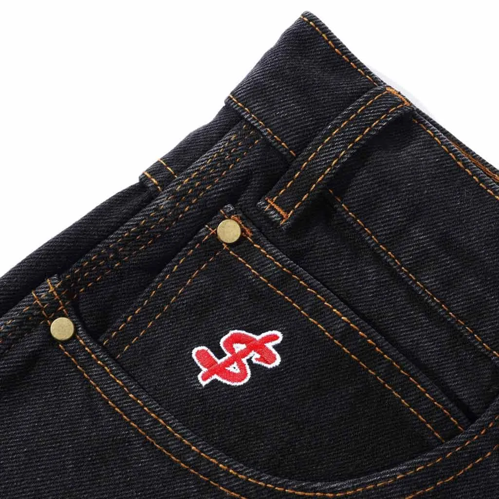 CASH ONLY LOGO DENIM SHORTS - WASHED BLACK