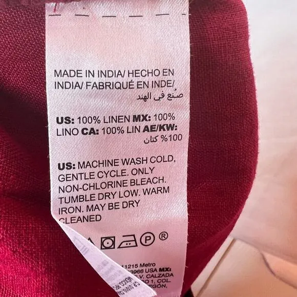 CHICO'S Linen Tie-Front Shorts in Garnet Women's Size 2 = U.S. size 12