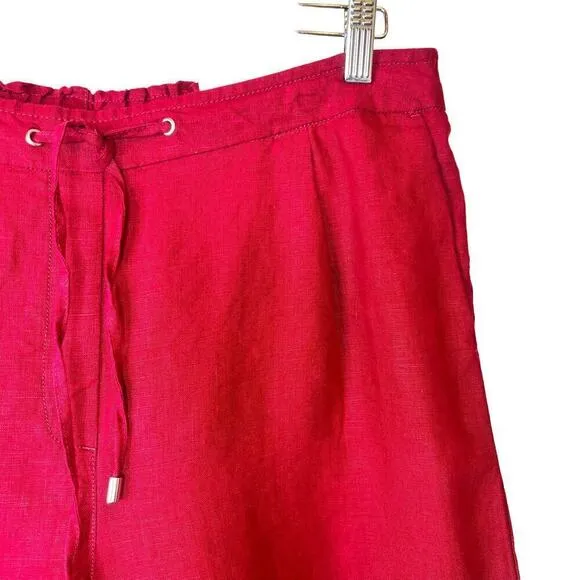 CHICO'S Linen Tie-Front Shorts in Garnet Women's Size 2 = U.S. size 12