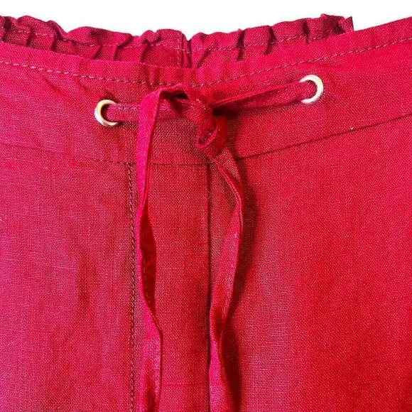 CHICO'S Linen Tie-Front Shorts in Garnet Women's Size 2 = U.S. size 12