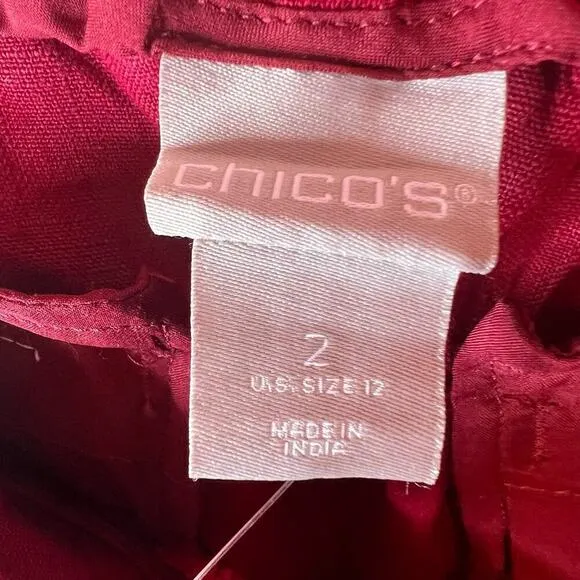 CHICO'S Linen Tie-Front Shorts in Garnet Women's Size 2 = U.S. size 12