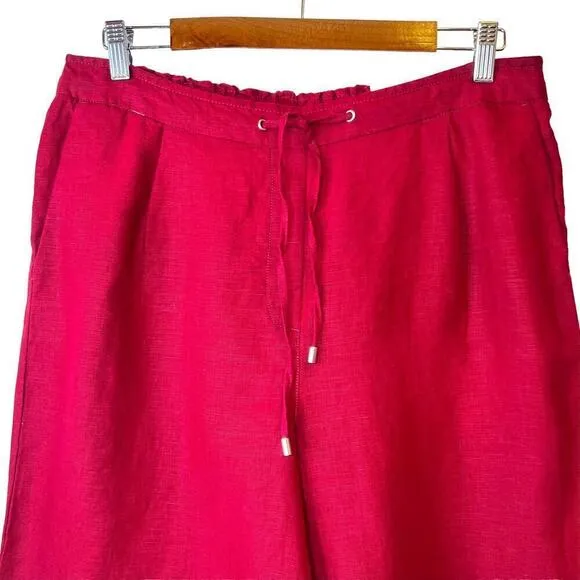 CHICO'S Linen Tie-Front Shorts in Garnet Women's Size 2 = U.S. size 12