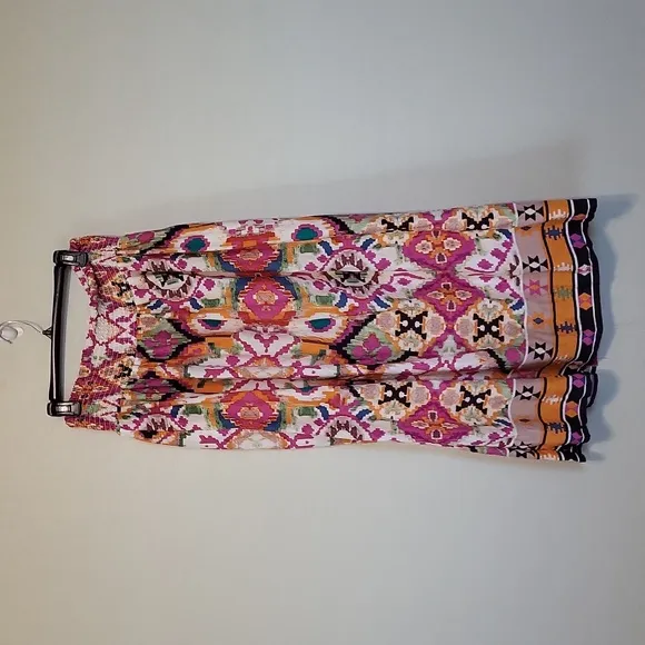 Christian Siriano New York Maxi Bohemian Skirt Button Front Slit in Middle  L