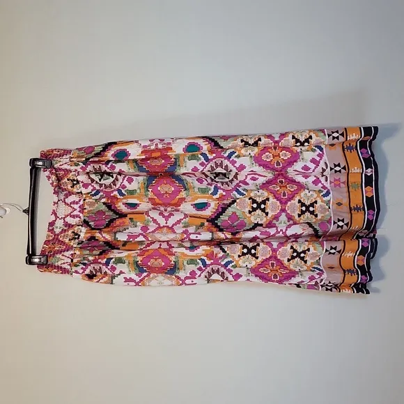 Christian Siriano New York Maxi Bohemian Skirt Button Front Slit in Middle  L