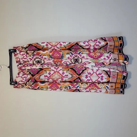 Christian Siriano New York Maxi Bohemian Skirt Button Front Slit in Middle  L