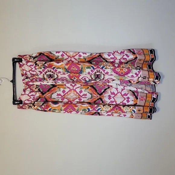 Christian Siriano New York Maxi Bohemian Skirt Button Front Slit in Middle  L