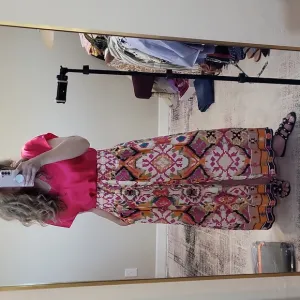 Christian Siriano New York Maxi Bohemian Skirt Button Front Slit in Middle  L
