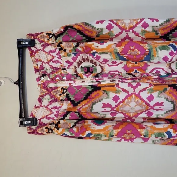 Christian Siriano New York Maxi Bohemian Skirt Button Front Slit in Middle  L