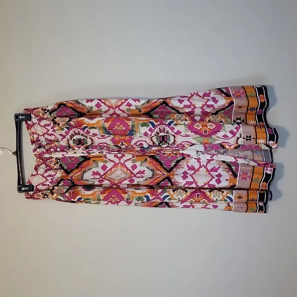 Christian Siriano New York Maxi Bohemian Skirt Button Front Slit in Middle  L