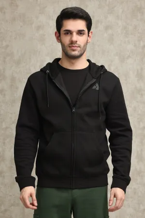 CLASSIC FLEECE-LINED ZIP-UP HOODIE-BLACK