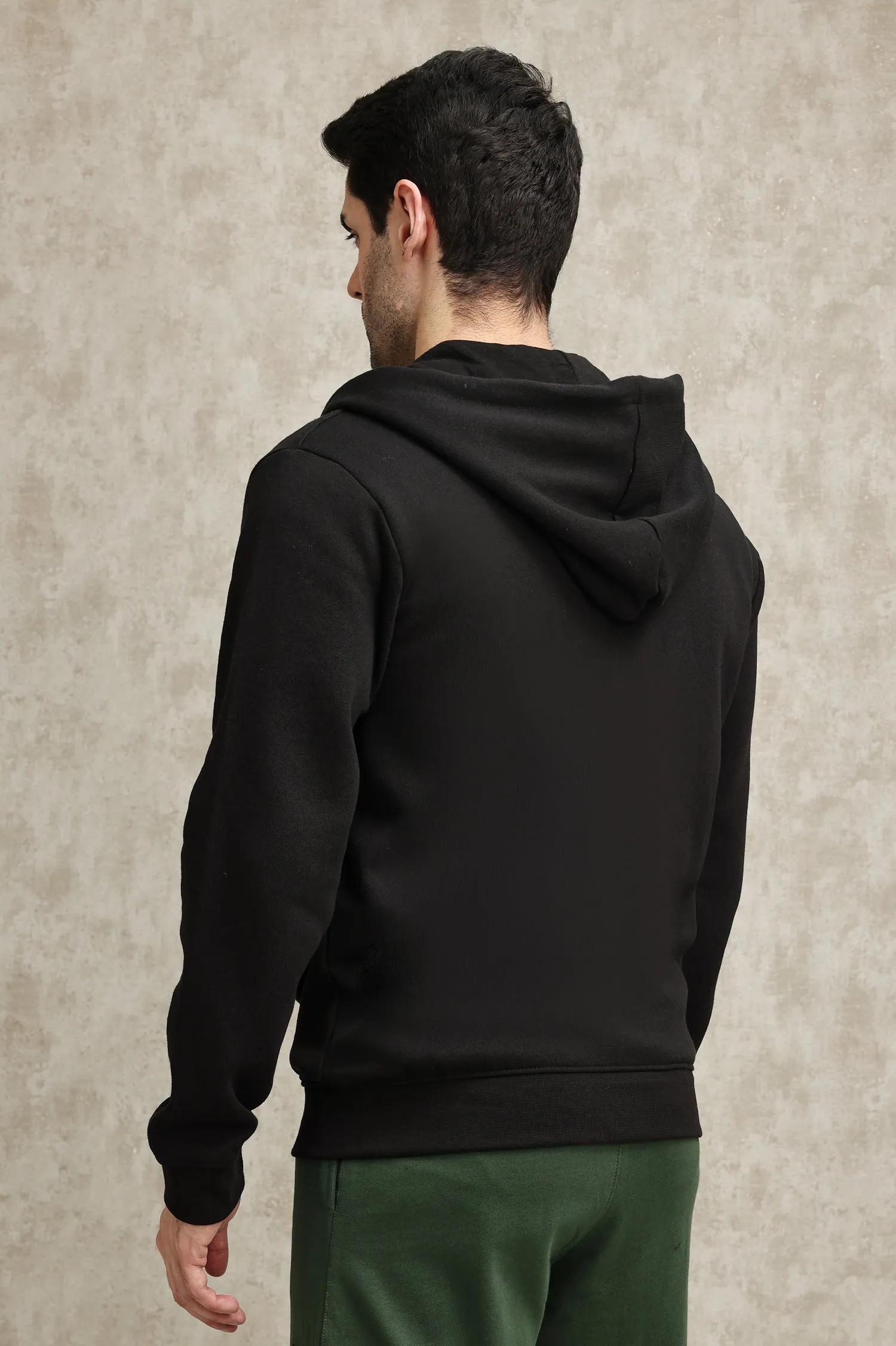 CLASSIC FLEECE-LINED ZIP-UP HOODIE-BLACK