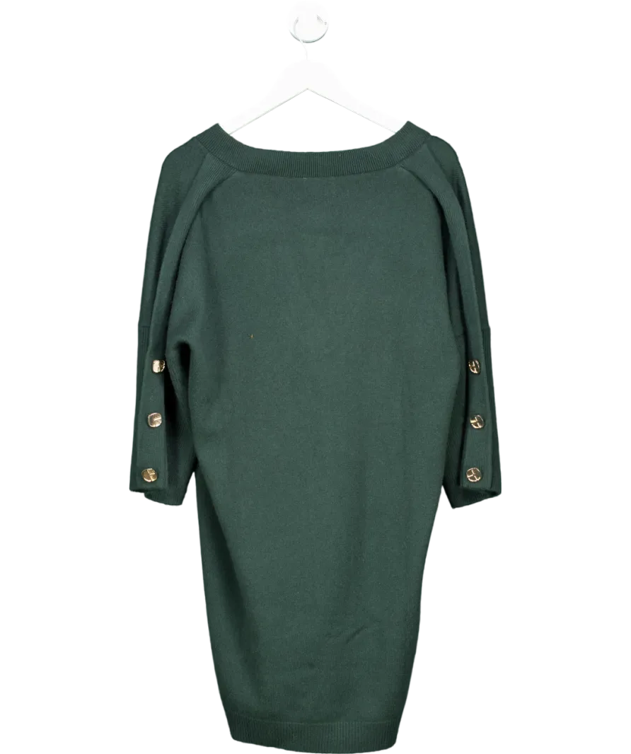 Claudie Pierlot Green Knitted jumper dress with gold button detail  UK 12