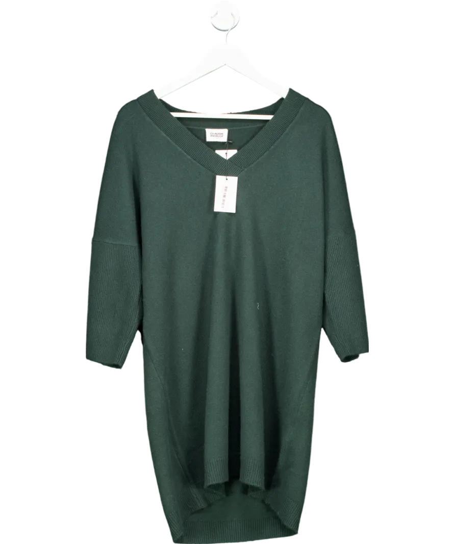 Claudie Pierlot Green Knitted jumper dress with gold button detail  UK 12