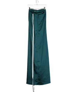 CLUB L Bottle Green Strapless Split Maxi Dress With Ruffles UK 6