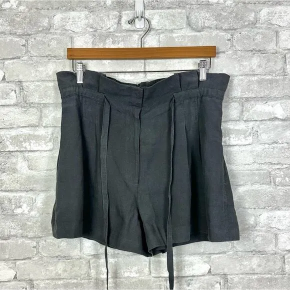 Club Monaco Anreannah Shorts Size 10 Charcoal Grey Paperbag Waist Minimalist NWT