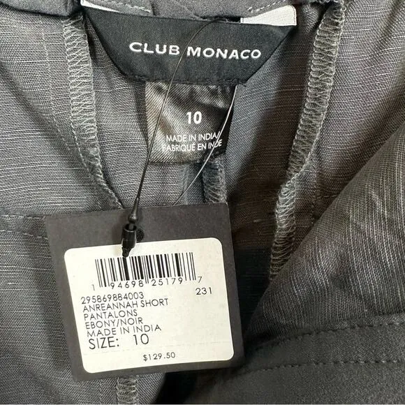 Club Monaco Anreannah Shorts Size 10 Charcoal Grey Paperbag Waist Minimalist NWT