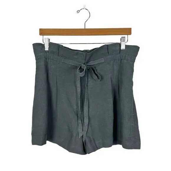 Club Monaco Anreannah Shorts Size 10 Charcoal Grey Paperbag Waist Minimalist NWT