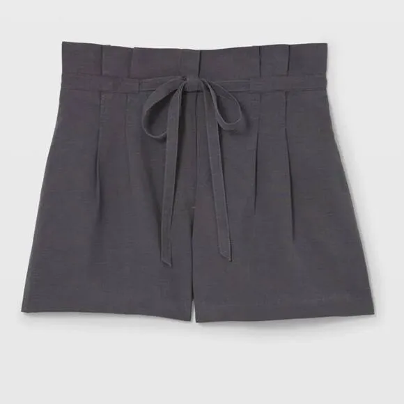 Club Monaco Anreannah Shorts Size 10 Charcoal Grey Paperbag Waist Minimalist NWT