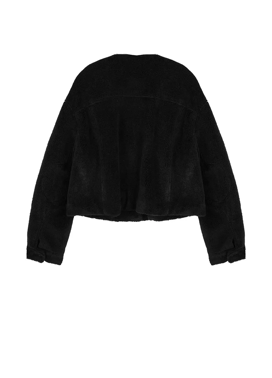 Coat / JNBY Faux Fur Ribbed Cropped Coat