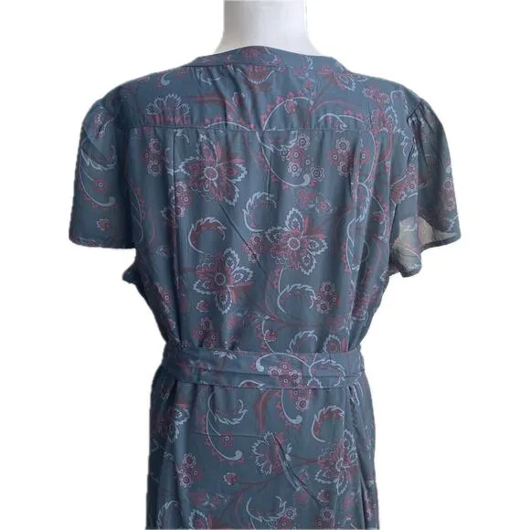 COLDWATER CREEK Rosalind Dark Floral Boho Maxi Midi Dress Size 16 Petite