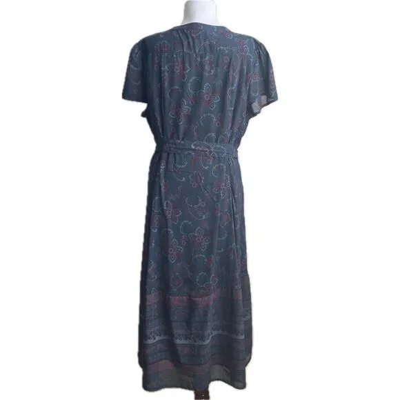 COLDWATER CREEK Rosalind Dark Floral Boho Maxi Midi Dress Size 16 Petite