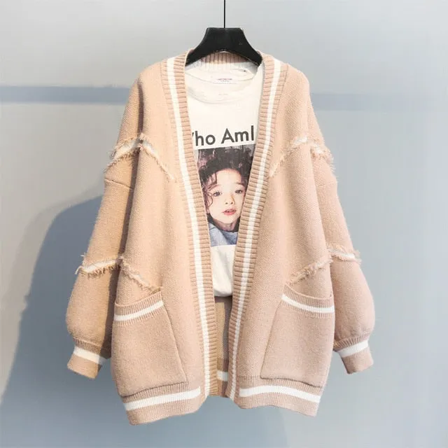 Colorful Star Geometry Print Knitted Cardigan Women Casual Single Breasted Jumper 2019 Autumn Winter