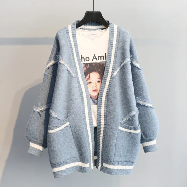 Colorful Star Geometry Print Knitted Cardigan Women Casual Single Breasted Jumper 2019 Autumn Winter