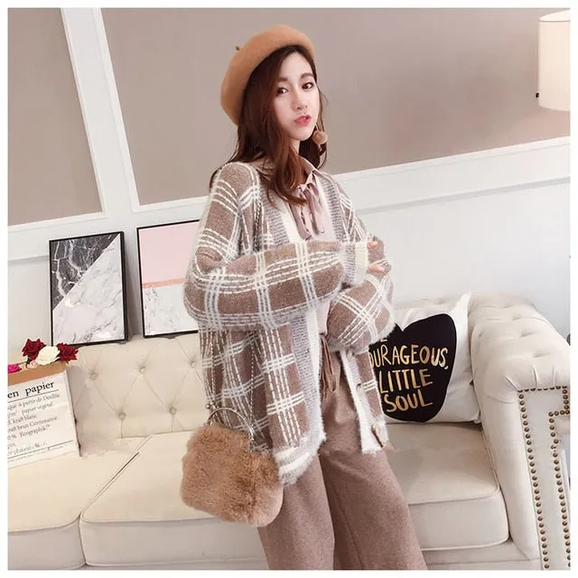 Colorful Star Geometry Print Knitted Cardigan Women Casual Single Breasted Jumper 2019 Autumn Winter