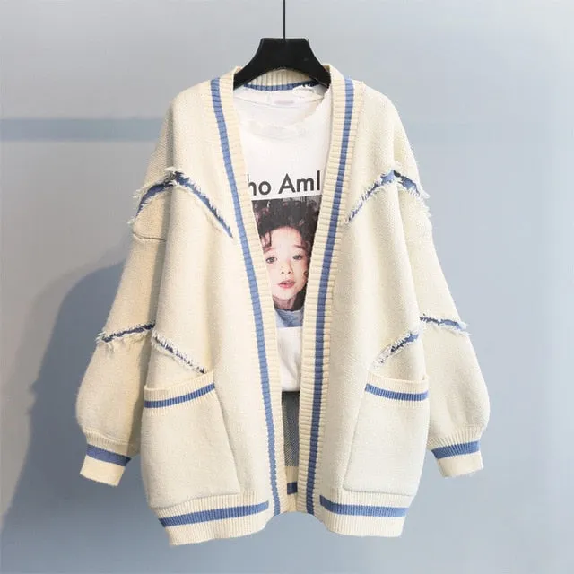 Colorful Star Geometry Print Knitted Cardigan Women Casual Single Breasted Jumper 2019 Autumn Winter