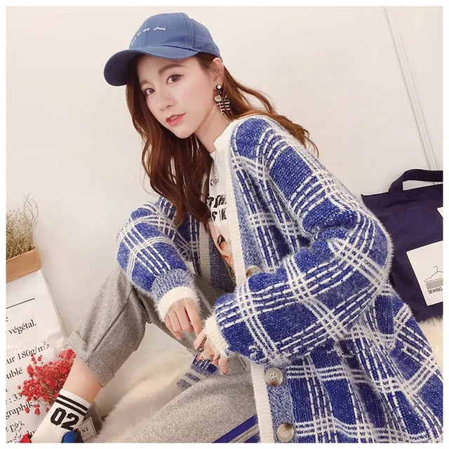 Colorful Star Geometry Print Knitted Cardigan Women Casual Single Breasted Jumper 2019 Autumn Winter