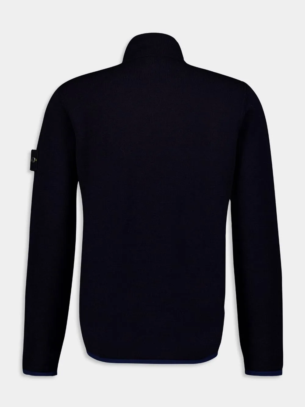 Compass-Motif Zip-Up Knit Cardigan