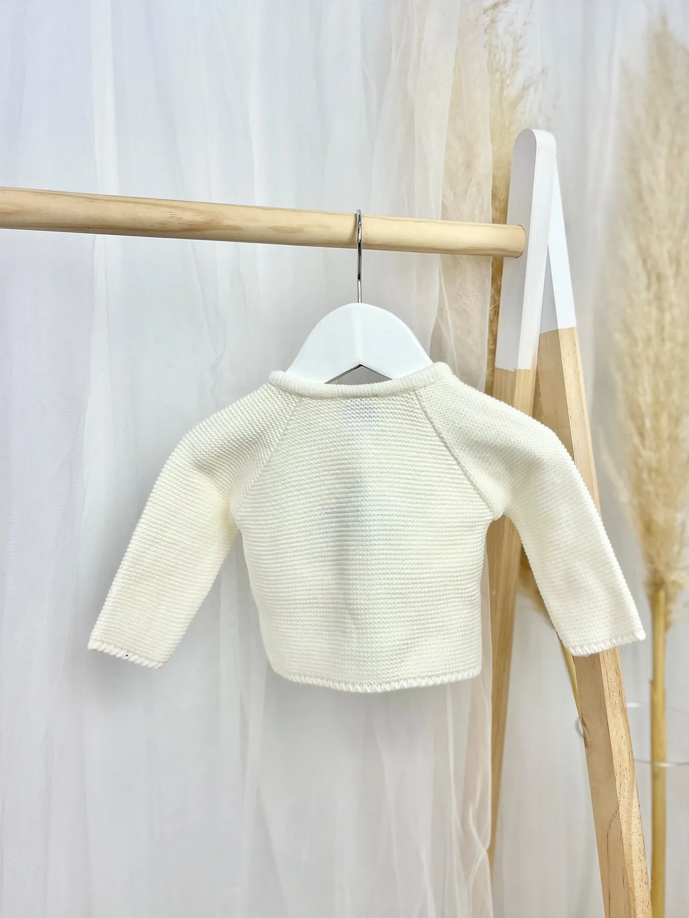 Cream Knitted Pom Pom Cardigan
