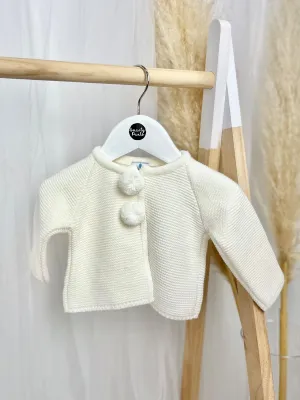 Cream Knitted Pom Pom Cardigan