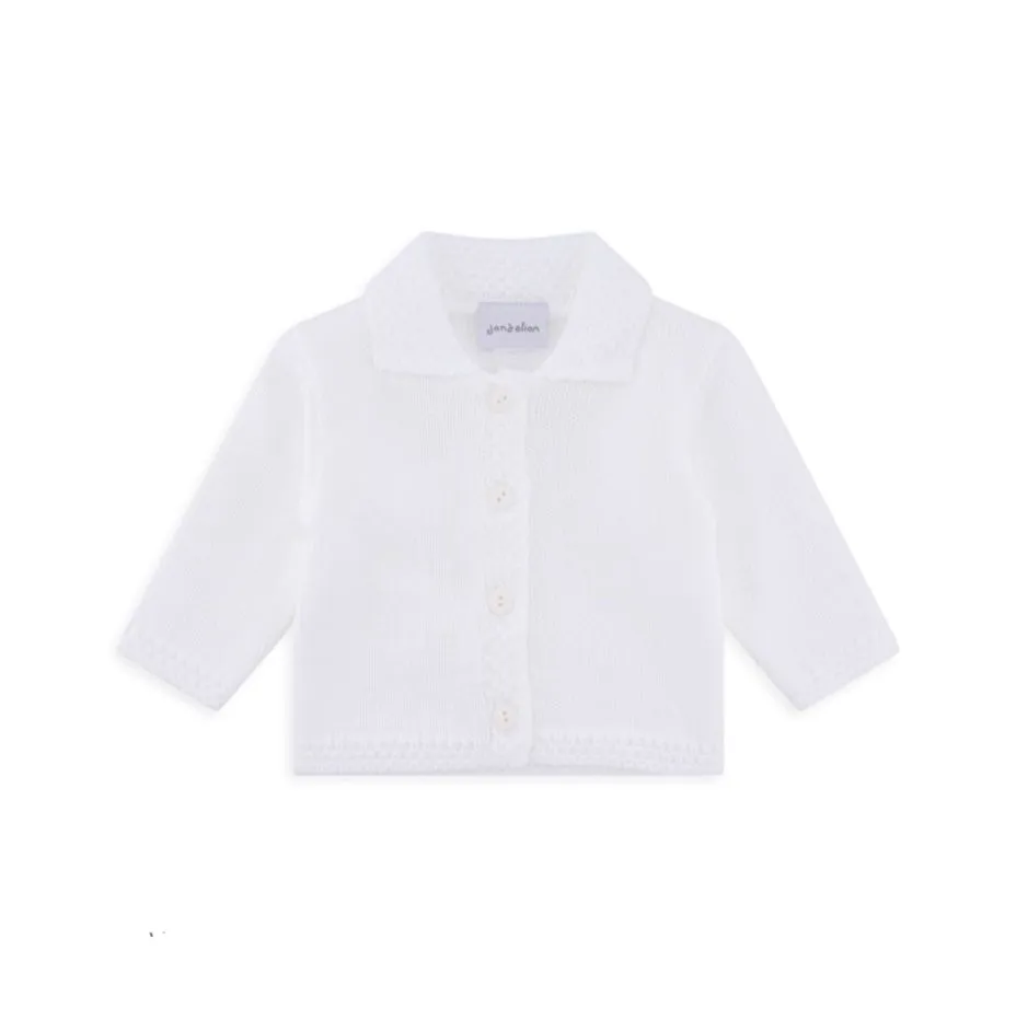 Dandelion Baby Unisex collared  Cardigan - White