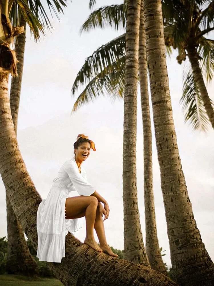 Deep V Neck Sexy Maxi Dress Beach Cover Ups