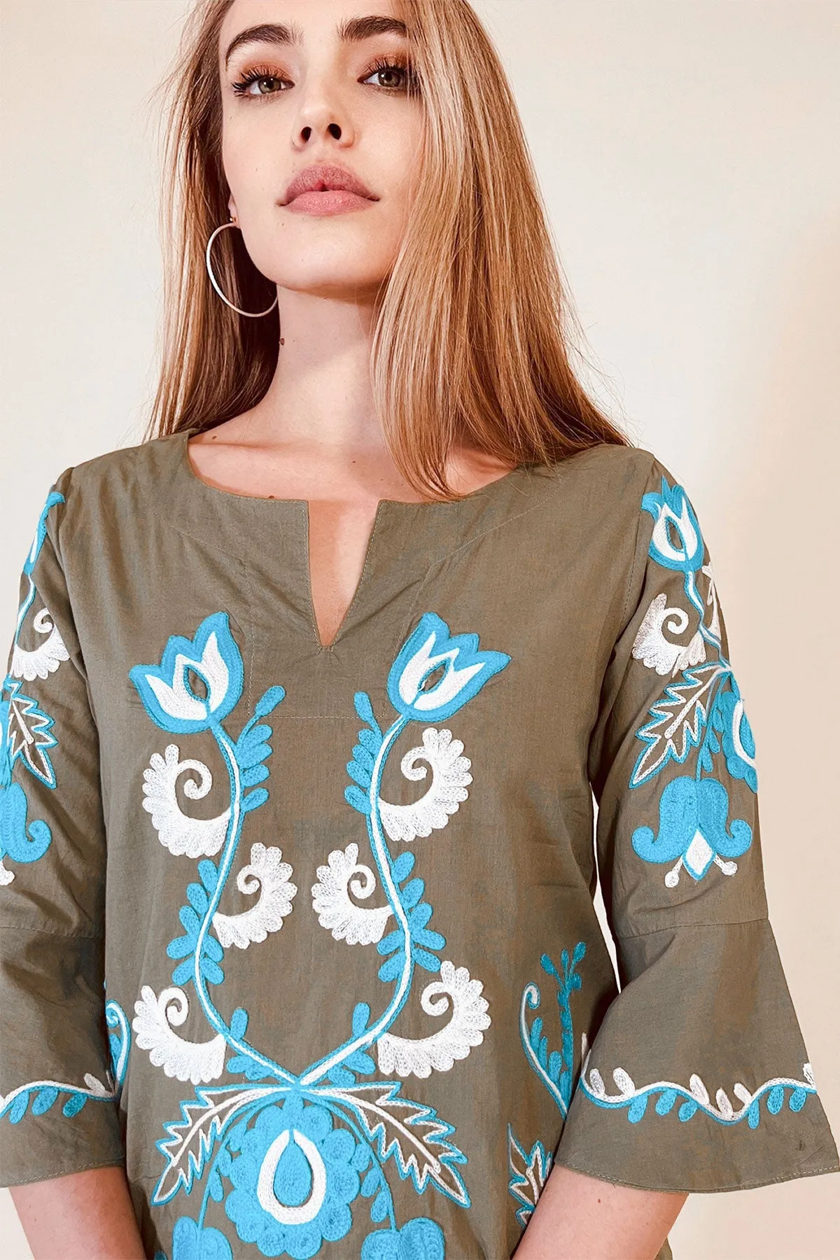 Delilah Maxi Tunic Khaki