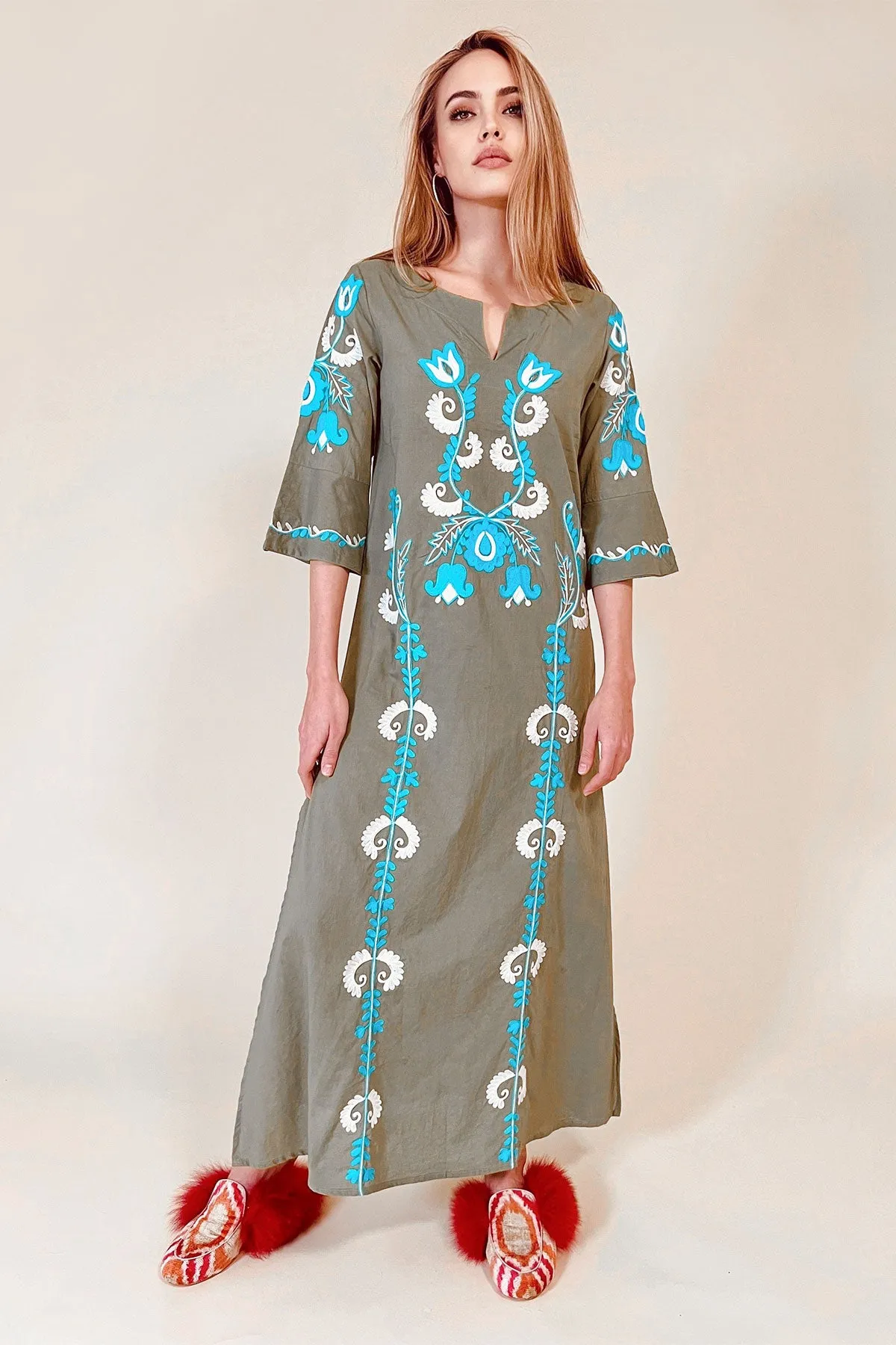 Delilah Maxi Tunic Khaki